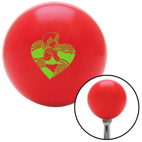 American Shifter 98925 Red Shift Knob with M16 x 1.5 Insert Green Anime Girl in Heart 